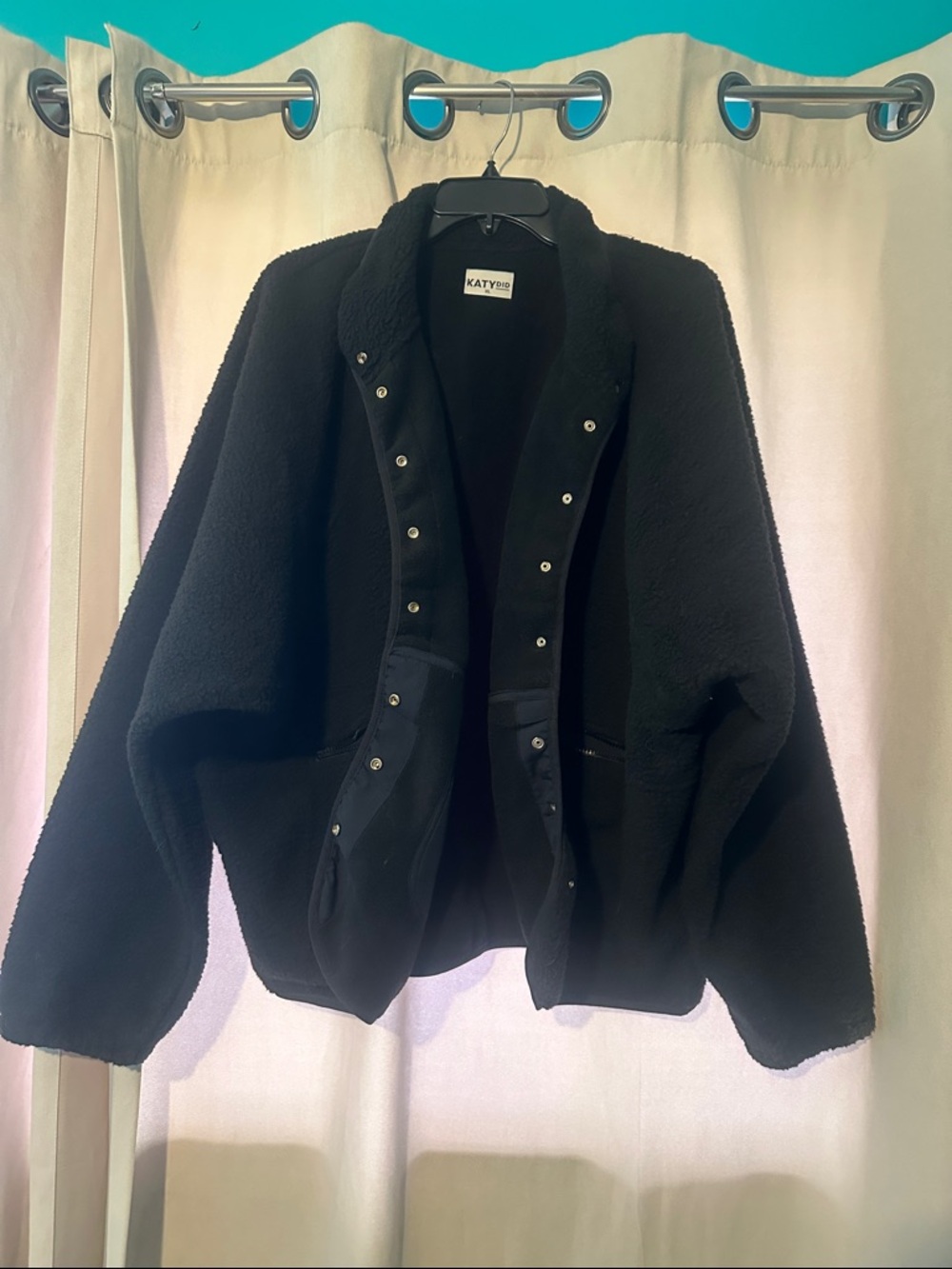Katydid Black Teddy Fleece Snap-Front Jacket